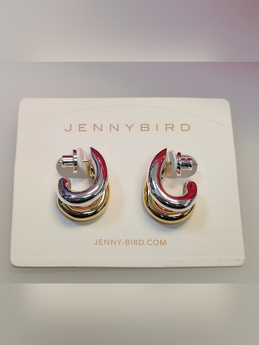 NWT Jenny Bird Gold/Silver-Tone Florence Hoop Earrings